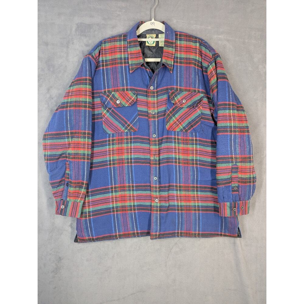 Appalachian Trail Jacket Mens XL Red Blue Plaid Shacket Quilted Vintage